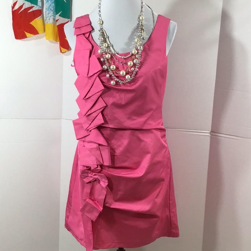 Shulami pink cascade sheath dress NWT